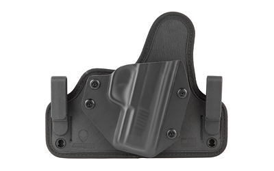 Black Kydex inside-the-waistband handgun holster with clips