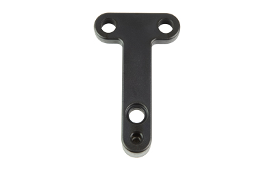 Black metal T-shaped mounting bracket with three holes