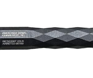 Black textured rifle suppressor on white background