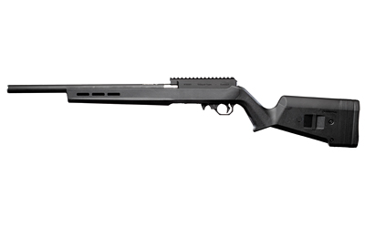 Black bolt-action rifle on white background