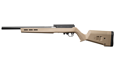 Tan bolt-action rifle with black barrel