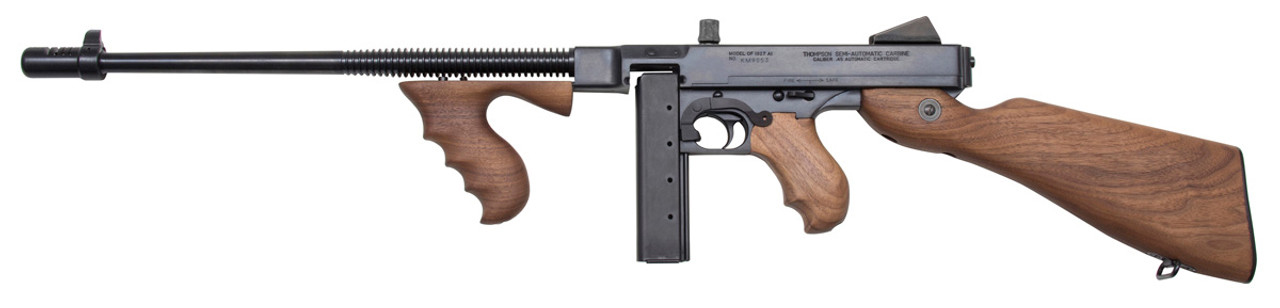 Thompson submachine gun with wooden stock