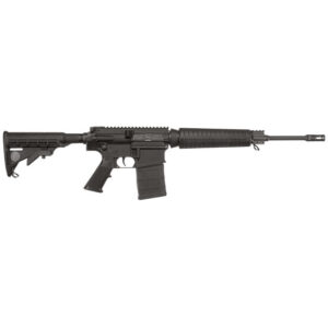 Black AR-15 style rifle on white background