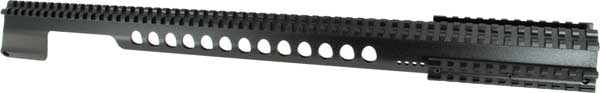 Black firearm accessory rail system