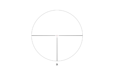 Circle with diameter and vertical radius labeled 2x