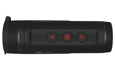 Black cylindrical Bluetooth speaker with red control buttons