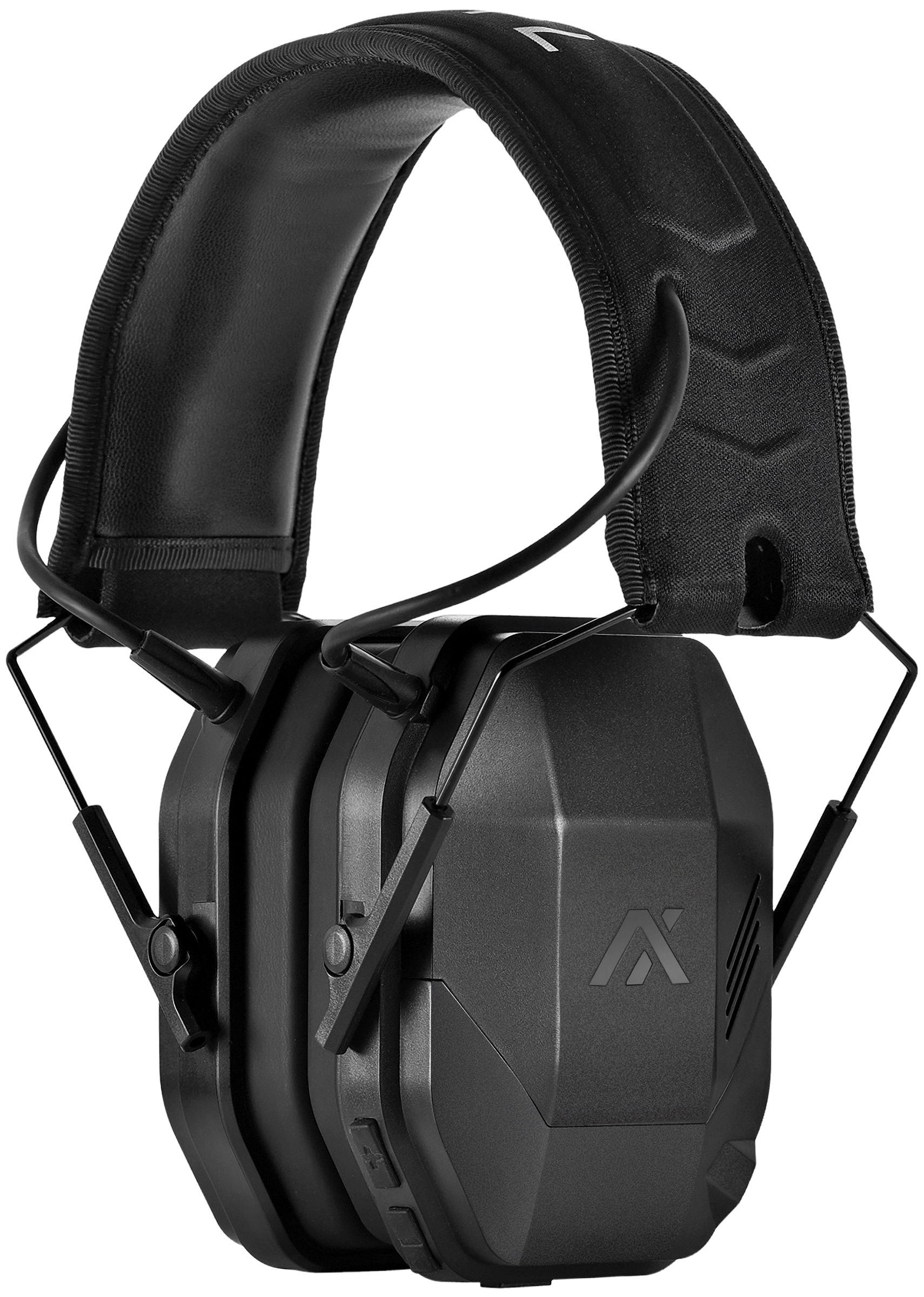 Black over-ear hearing protection earmuffs with padded headband