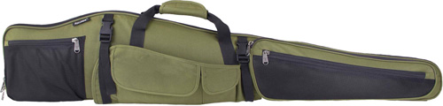 Green tactical rifle case with multiple pockets