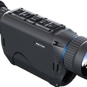 Black handheld thermal monocular device with lens