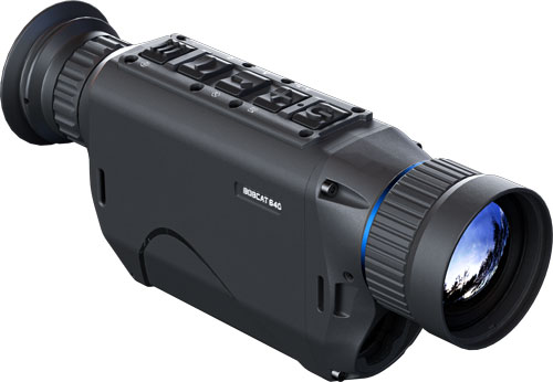 Black handheld thermal monocular device with lens