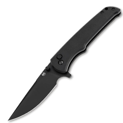 Black folding pocket knife with matte blade