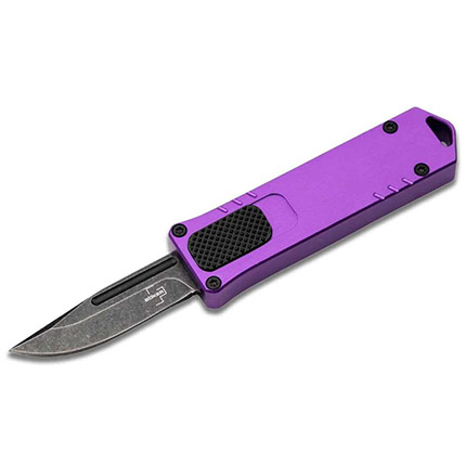 Purple automatic knife with black blade