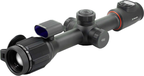 Black rifle scope with adjustment turrets