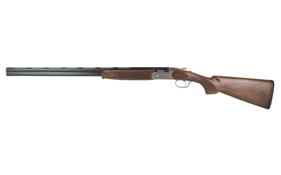Side view of a shotgun with wooden stock