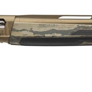 Camouflage semi-automatic shotgun with bronze finish