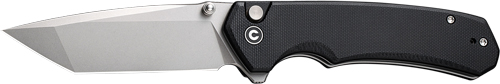 Black folding pocket knife with silver blade