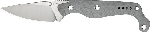Gray fixed-blade knife with textured handle