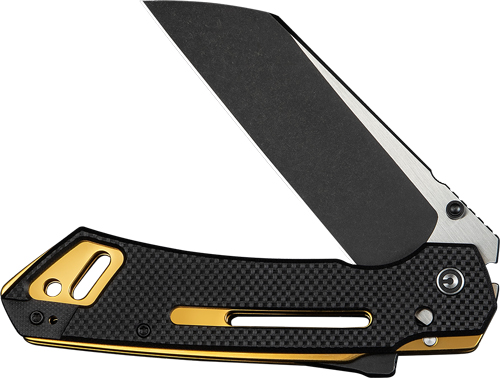 Black and gold folding pocket knife open