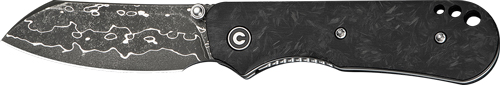 Damascus steel folding pocket knife with dark handle