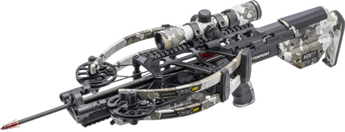 Camouflage crossbow with scope and mounted bolts