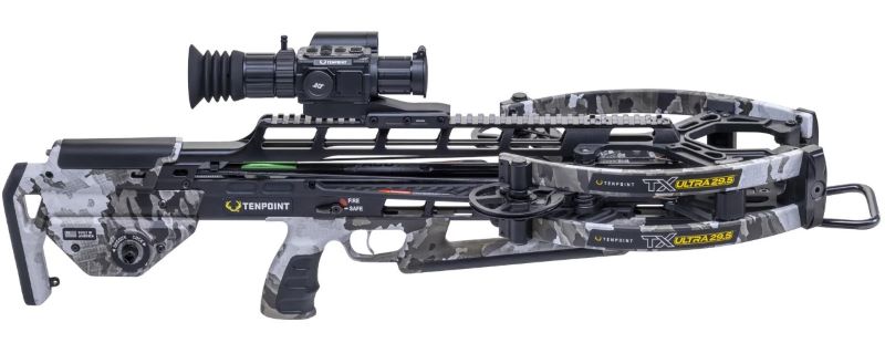 Camo crossbow with mounted scope