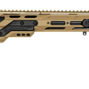 Tan precision bolt-action sniper rifle on white background
