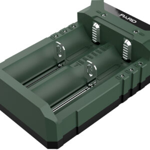 Dual-slot green battery charger labeled PARD