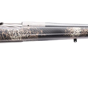 Camouflage bolt-action rifle with long barrel