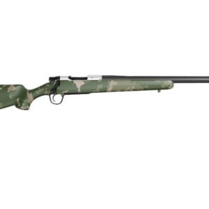 Camouflaged rifle on a white background
