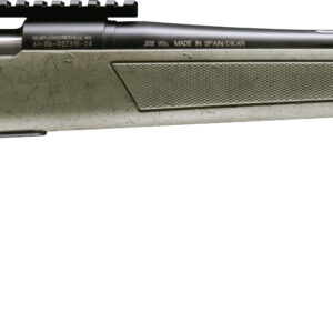 Green hunting rifle against a white background