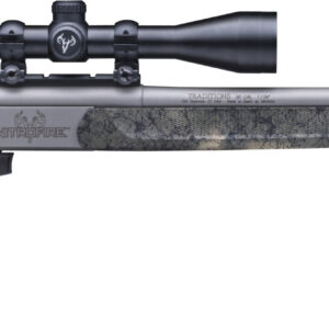 Scoped bolt-action rifle with camouflage stock