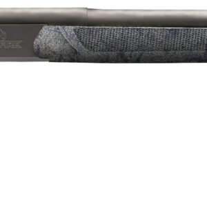 Camouflage-patterned pump-action shotgun on white background