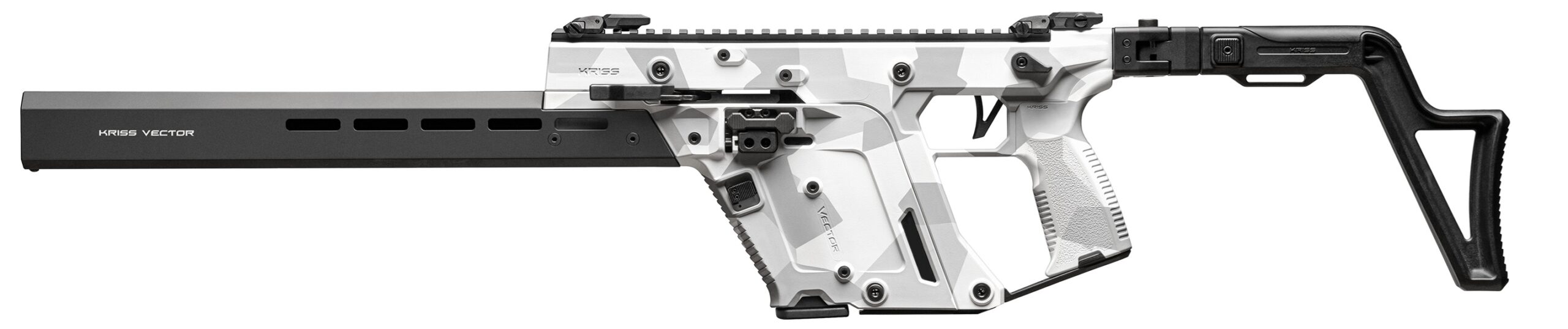 Kriss Vector firearm in white and black