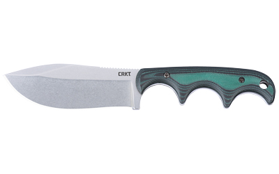CRKT fixed-blade knife with green handle
