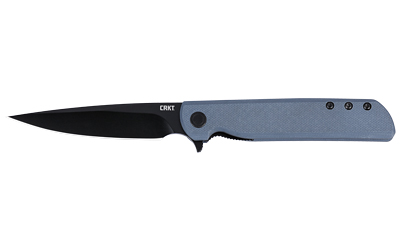 Black folding knife with gray handle