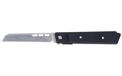 Black utility knife with extended blade