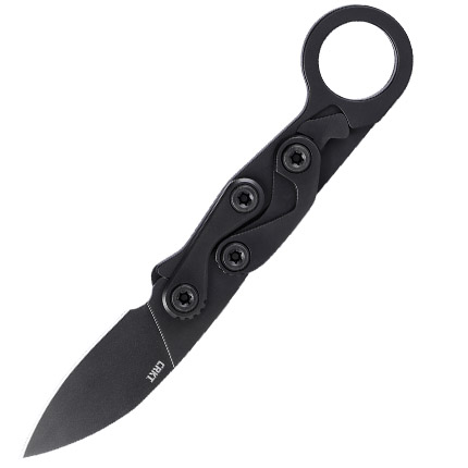 Black fixed-blade knife with ring handle