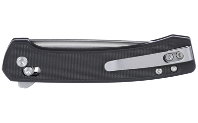 Black folding pocket knife with silver clip