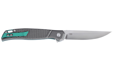 Modern folding pocket knife with gray blade