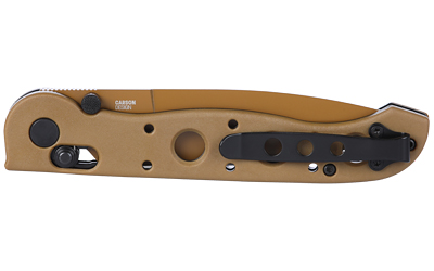 Tan folding pocket knife with black clip