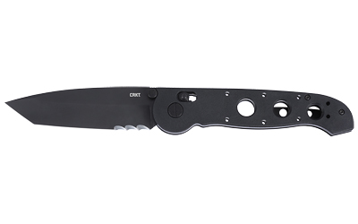 Black folding pocket knife with textured handle
