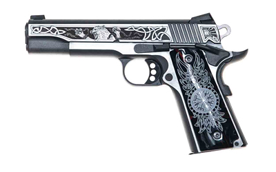 Black decorative handgun on a white background