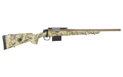 Camouflage bolt-action rifle on white background
