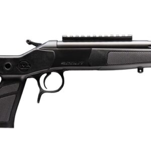 Modern black rifle with synthetic stock and long barrel