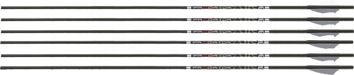 Six carbon arrows aligned horizontally on white background