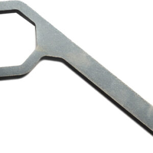 Flat metal wrench with octagonal ring end