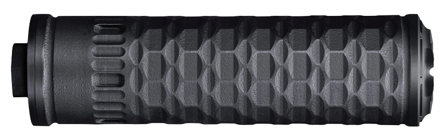 Textured black cylindrical tactical flashlight handle