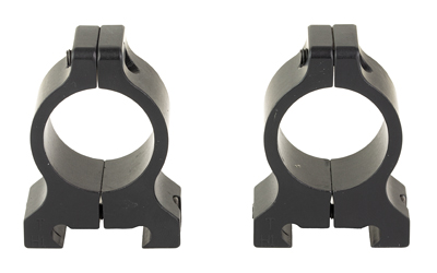 Two black metal scope rings side by side