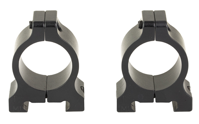 Two black metal scope mounting rings