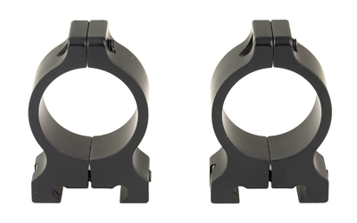 Two black metal scope mounting rings